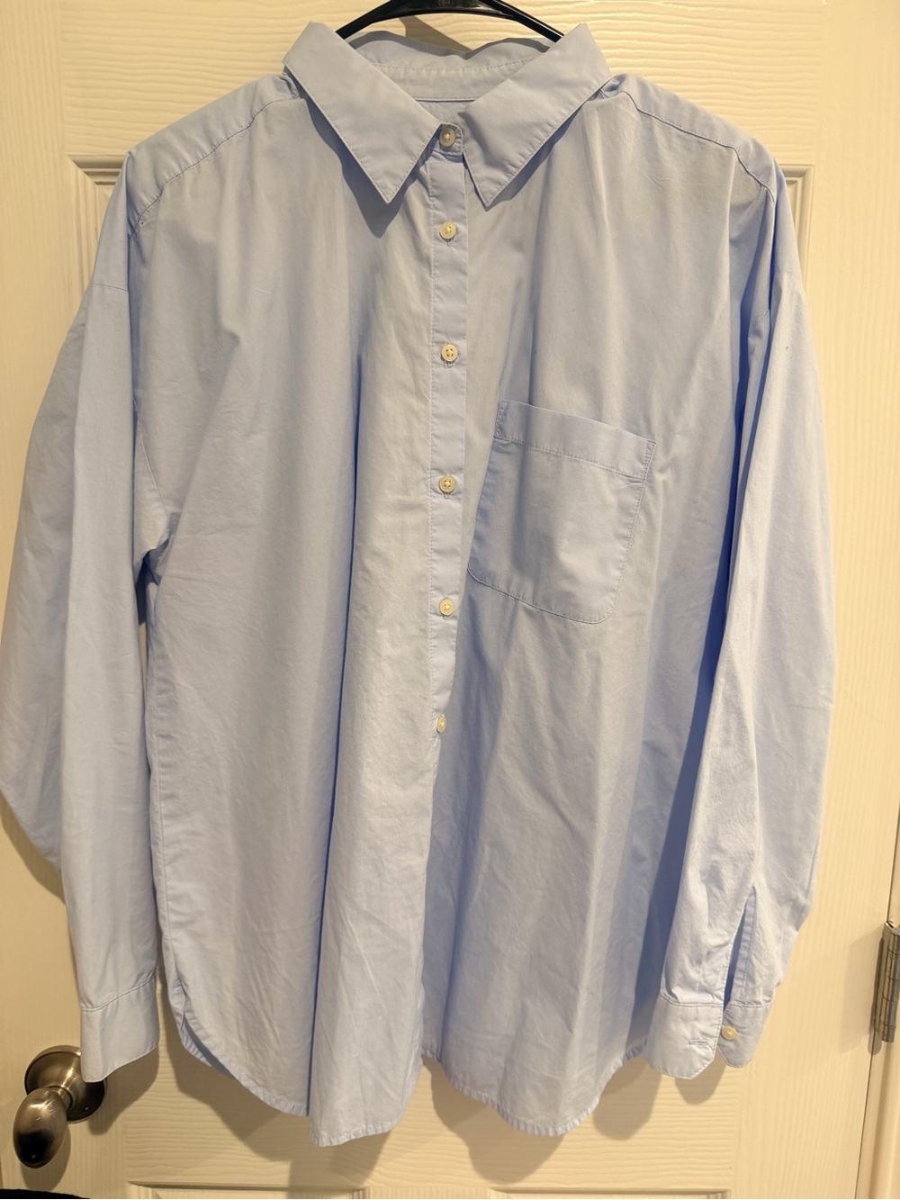 LOFT Women's Light Blue Button-Front Dress Shirt